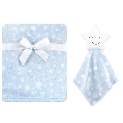  Hudson Baby Infant Boy Plush Blanket with Security Blanket, Star Boy, One Size 