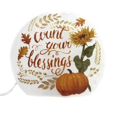 Stony Creek 6.0 Inch Fall Lighted Round Glass Autumn Novelty Sculpture Lights