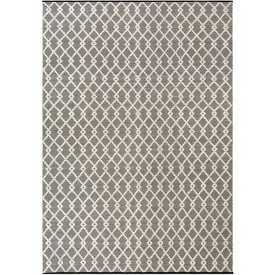 Gray and White Geometric Wool Area Rug