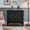 ORRD 65.2" Mid Century Buffet Cabinet with Storage, Geometric Accent Coffee & Wine Bar, Large Console for Living Room & Kitchen (Walnut) - 4 of 4