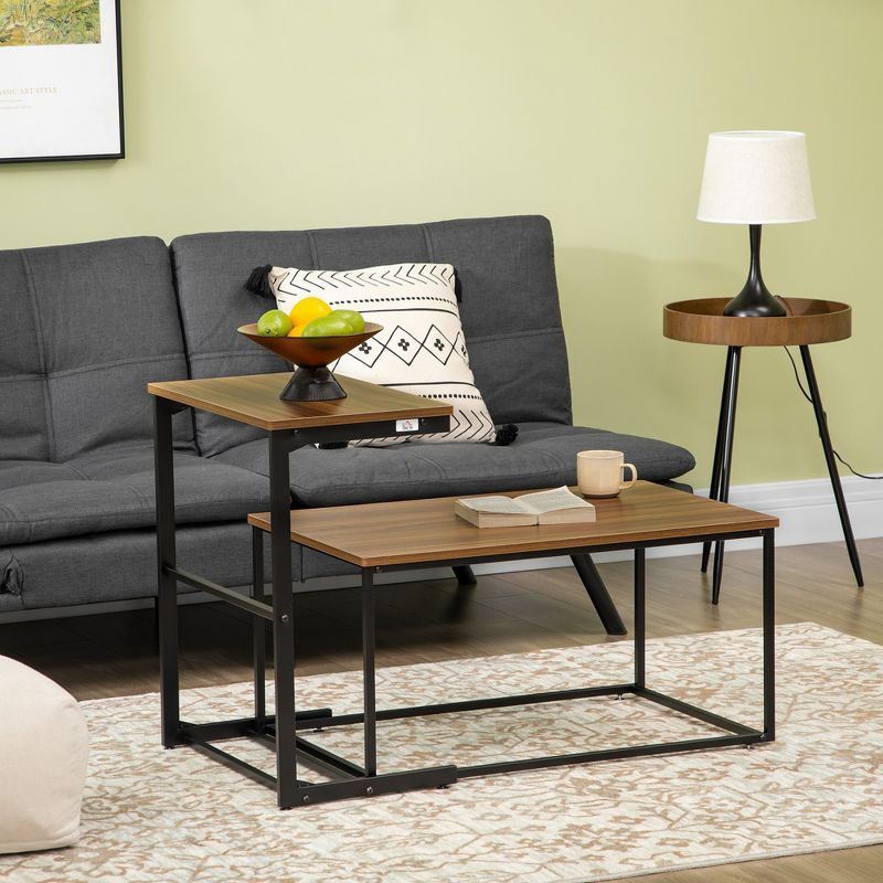 HOMCOM Modern Nesting Coffee Table Set for Living Room Furniture, 3 of 7