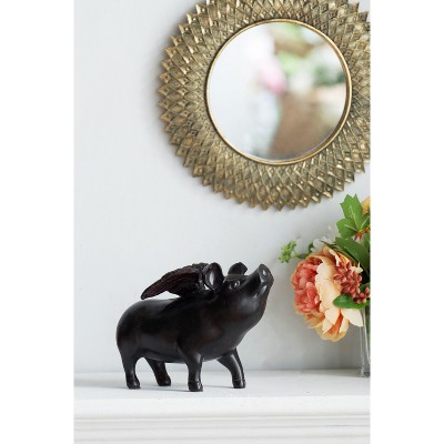 Wooakway 13.2"H Accent Mirror Floral Wall Mirror Novelty Bathroom/Vanity Mirror Gold
