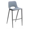 Desi Armless 40" H Barstools Set of 2 – Faux Leather Azure Gray Seat, Steel Base by Zuo Modern - 2 of 4