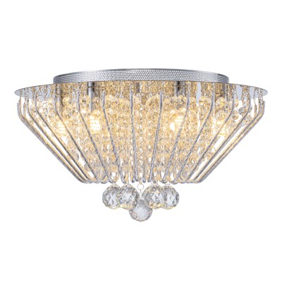 LLHZSY 6-Light Modern Crystal Flush Mount Ceiling Light Fixture-Chrome, 16 9/10"W x 9"H