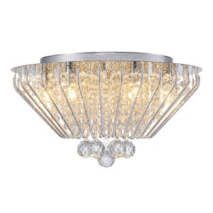 LLHZSY 6-Light Modern Crystal Flush Mount Ceiling Light Fixture-Chrome, 16 9/10"W x 9"H - 1 of 4