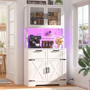 Besiost 71" Tall Farmhouse Kitchen Storage Cabinet with Door and Drawers, Freestanding Buffet Table with Shelves - 1 of 4