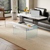 Multifunctional MDF Lift Top Coffee Table with White Marble Pattern, Tempered Glass Legs and Spacious Storage - 2 of 4