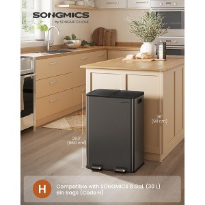 Dual 8-Gallon Trash Can - Stainless Steel Step Pedal Bin with 2 Removable Buckets & 15 Bags, Soft-Close Lid, Slate Gray - 1 of 4