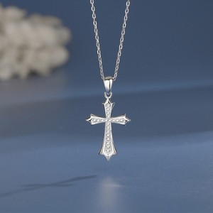 BEAFUP Sterling Silver Cross Pendant Necklace for Women, Minimalist Choker Chain,Tarnish-Resistant, Perfect for Daily Wear - 1 of 4