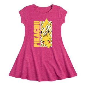 Girls' - Pokémon - Pikachu Lightning Bolts Fit & Flair Cap Sleeve Dress - 1 of 3