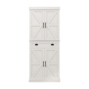 GlasFlength Decorative Storage Cabinets with 6-Tier Shelves and 1 Drawer, for Kitchen, Dining Room and Living Room, White, 29.92"*18.74"*71.46" - 1 of 2