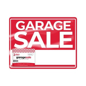 Natural Home 2pk Garage Sale Signs: Plastic Rummage Sale Panels, Traditional Style, Bright Red, Horizontal Orientation - 1 of 1