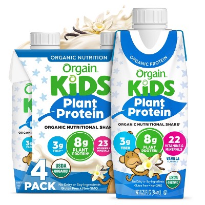 Orgain Kids' Plant Based Vanilla Protein Shake - 4pk/8.25 fl oz
