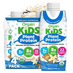 Orgain Kids' Plant Based Vanilla Protein Shake - 4pk/8.25 fl oz - 1 of 4