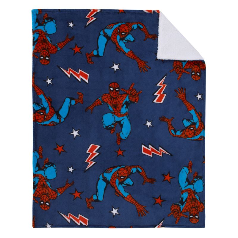 Marvel Spiderman Blue, Red and White Super Soft Cuddly Plush Baby Blanket, 3 of 5