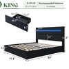 AMERLIFE  Upholstered Platform Bed Frame with LED Headboard, 4 Foldable Drawers - 2 of 4