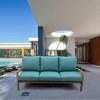 Courtyard Casual Avalon FSC Teak Sofa Teak in Heather Gray finish Sling deck under cushion for comfort Sunbrella Fabric - 2 of 4