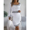 Women's Dress Contrast Trimmed Knit Sweater Dress Square Neck Dress - 3 of 4