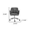 HomeRoots Dark Gray and Silver Velvet and Steel Adjustable Swivel Rolling Conference Office Chair - 3 of 4