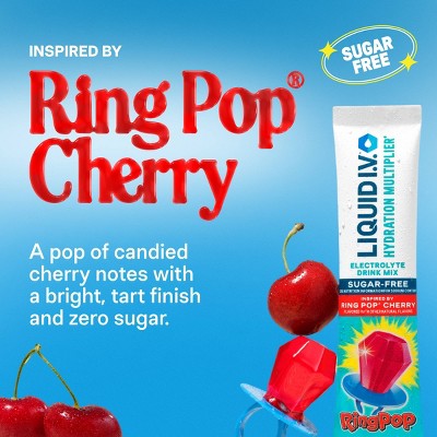 Liquid I.V. Cherry Ring Pop Sugar Free Hydration Multiplier Sports Drink - 10ct: Powdered, Non-Caffeinated