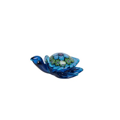 Beachcombers Milliefiore Turtle Glass Art Figure Figurine Home Decor Beach Coastal Ocean Sea Life 5.25 x 4.25 x 2