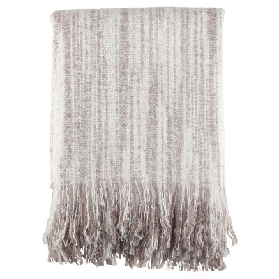 Gray Fringe Hem Faux Throw Blankets (50"x60") - Saro Lifestyle
