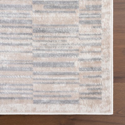 Nidhi Gray Striped Synthetic 5' x 8' Area Rug