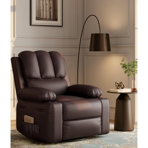 Oversized Recliner Chairs with Heat and Massage - Lazy Sofa for Adults- Manual Chair Recliner with Cup Holder - 1 of 4