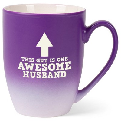 Elanze Designs This Guy Is One Awesome Husband Two Toned Ombre Matte Purple and White 12 ounce Ceramic Stoneware Coffee Cup Mug