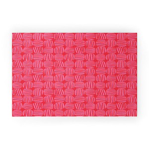 Sewzinski Striped Circle Squares Pink Welcome Mat -Society6 - 1 of 3