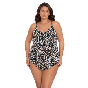 Women's Trimshaper Rachel Tankini Swimsuit Top - Leopard In The Mist - 1 of 3