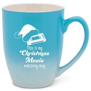 Elanze Designs This Is My Christmas Movie Watching Mug Two Toned Ombre Matte Teal and White 12 ounce Ceramic Stoneware Coffee Cup Mug - 1 of 4