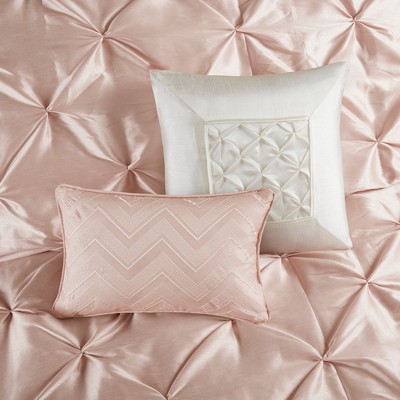 Blush Full 7-Piece Tufted Comforter Set with Decorative Pillows