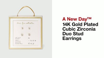 14K Gold Plated Cubic Zirconia Stud Earrings - A New Day Gold