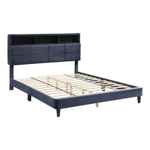 Meldrum Contemporary Upholstered Bed with Storage and USB Power Ports Gray - miBasics - 1 of 4