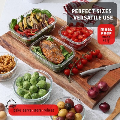 EATEX 12-Pack Clear Glass Meal Prep Containers with Lids