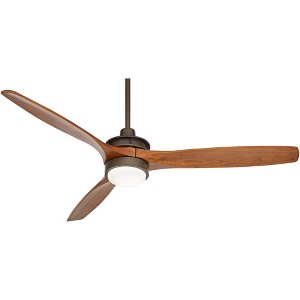 52" Casa Vieja Rustic Farmhouse 3 Blade Indoor Ceiling Fan with Dimmable LED Light Remote Control Oil Rubbed Bronze Walnut Wood for Living Room House - 1 of 4