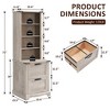 Farmhouse Bookshelf with 2 Large File Drawers, 72" Tall Bookcase with Storage,  4 Tier Rustic Wood Bookshelf for Home, Living Room - 2 of 4