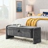 CAVINAS Storage Bench for Bedroom,Oval Chenille Fabric Storage Ottoman Bench with Large Storage Space for Living Room,Bedroom - 2 of 4