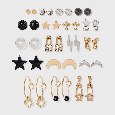 Stars and Moon Stud Drop Earring Set 18pc - Wild Fable™