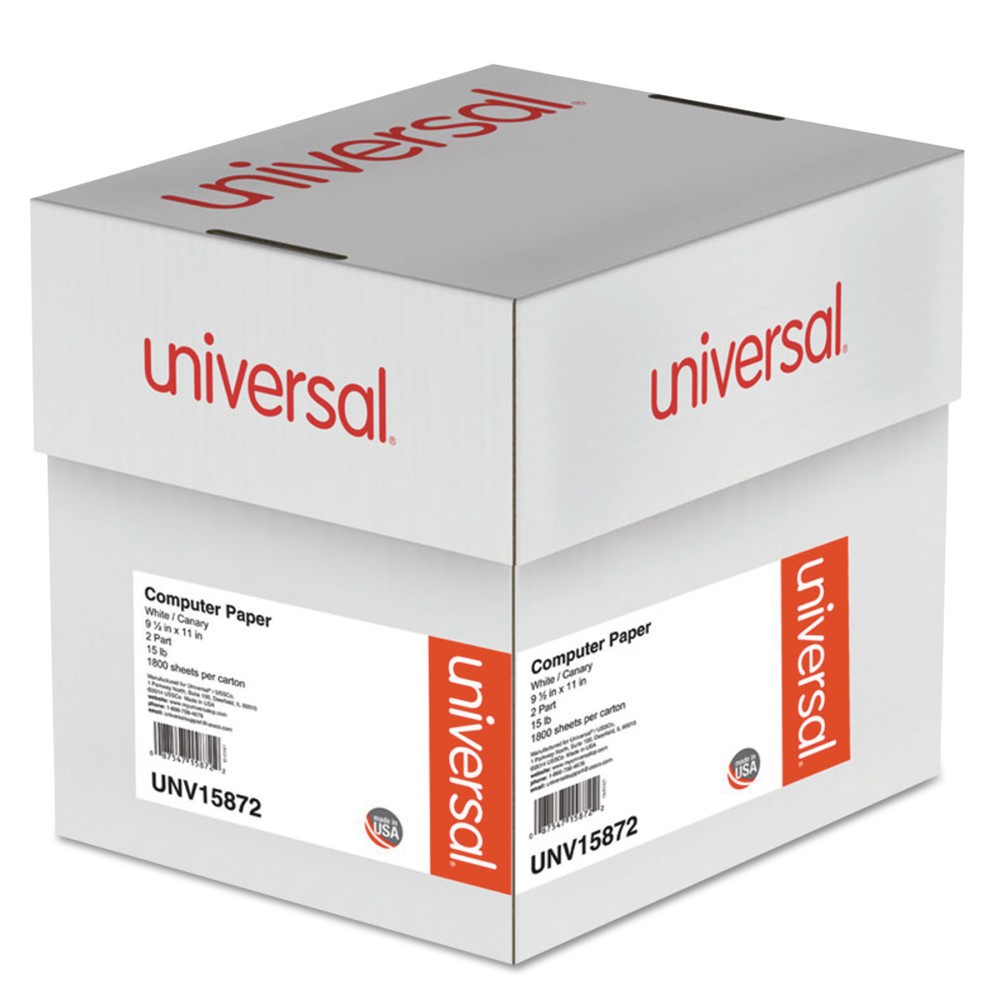 UPC 087547158722 product image for Universal Multicolor Computer Paper, 2-Part Carbonless, 15lb, 9-1/2 x 11, 1800 S | upcitemdb.com