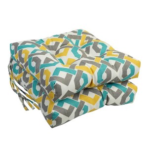 Blazing Needles, 16-inch Spun Polyester Outdoor Square Tufted Chair Cushions (Set of 4) - 1 of 1