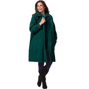 Woman Within Plus Size Twill Hooded Stadium Jacket - 1 of 4