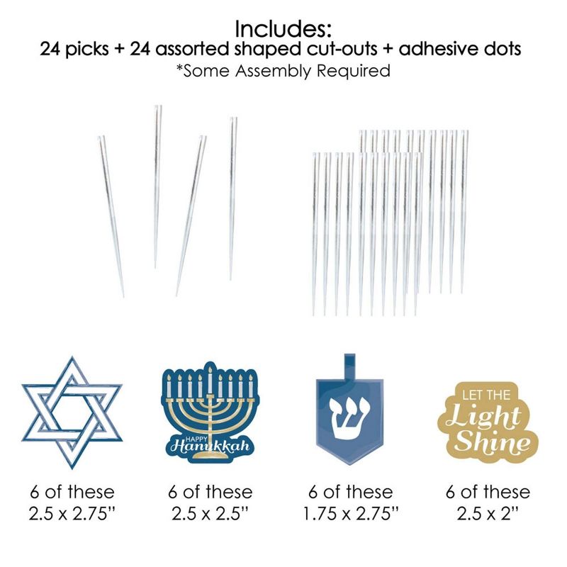 Big Dot of Happiness Happy Hanukkah - Dessert Cupcake Toppers - Chanukah Clear Treat Picks - Set of 24, 4 of 8