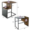 Costway C Shape Sofa Side End Table Reversible Snack Table Nightstand Steel Frame Oak - 2 of 4