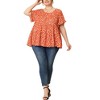 Agnes Orinda Women's Plus Size Polka Dots Casual Round Neck Flutter Sleeve Peplum Babydoll Blouses - 2 of 4
