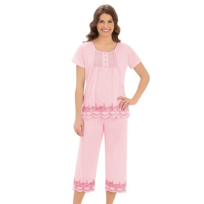 cheibear Womens 4pcs Sleepwear Pjs Satin Lingerie Cami with Shorts Robe  Pajama Set Pink Small