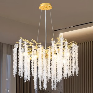 BAOURE 8 Light 23-in Crystal Tree Branches Chandeliers Gold Luxury  Pendant Light Fixture  for Dining Room Bedroom Living Room Entryway - 1 of 4