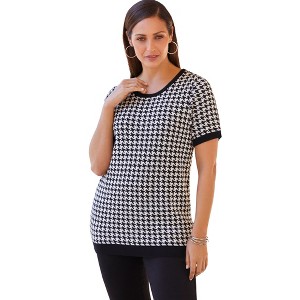 Jessica London Women's Plus Size Fine Gauge Crewneck Shell - 1 of 4
