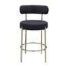 DSVIMOY Counter and Bar Stool Set of 2 Modern Faux Shearling Upholstered with Brushed Brass Legs for Dining, Black and Gold, 35.4"*20"*11.4" - 3 of 4